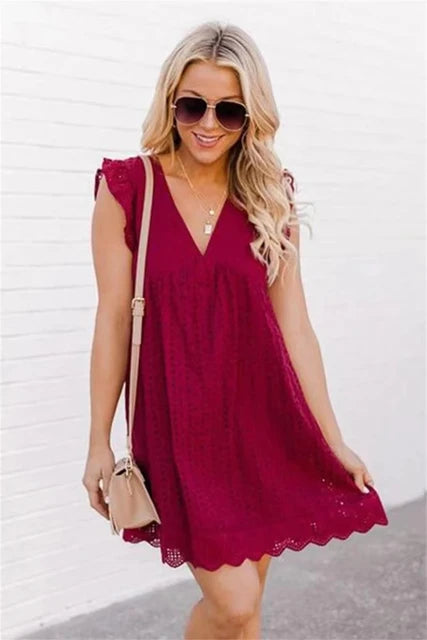 Summer Short Sleeve Lace Dress