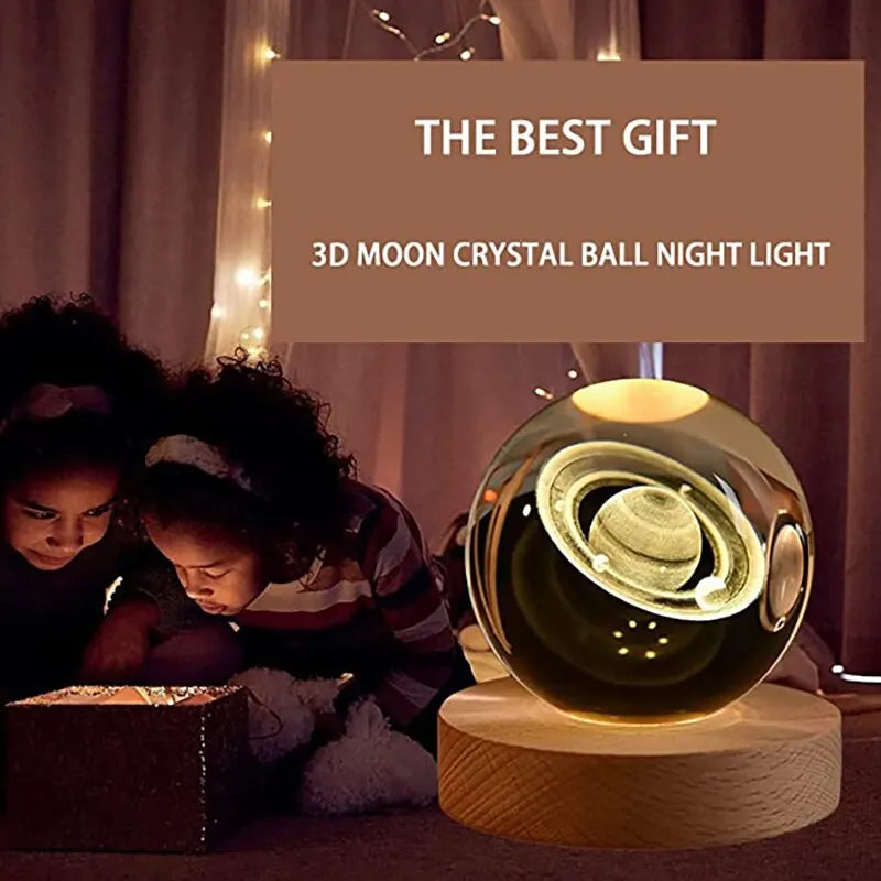 LED Night Light Milky Way Galaxy Solar System Crystal Ball Children Night Lamp Bedroom Ambient Light Creative Gift Night Light